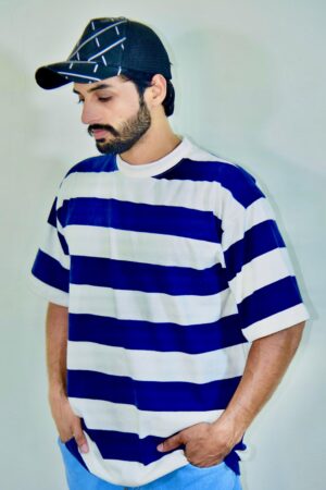 Classic Stripe Oversized T-Shirt - Blue & White
